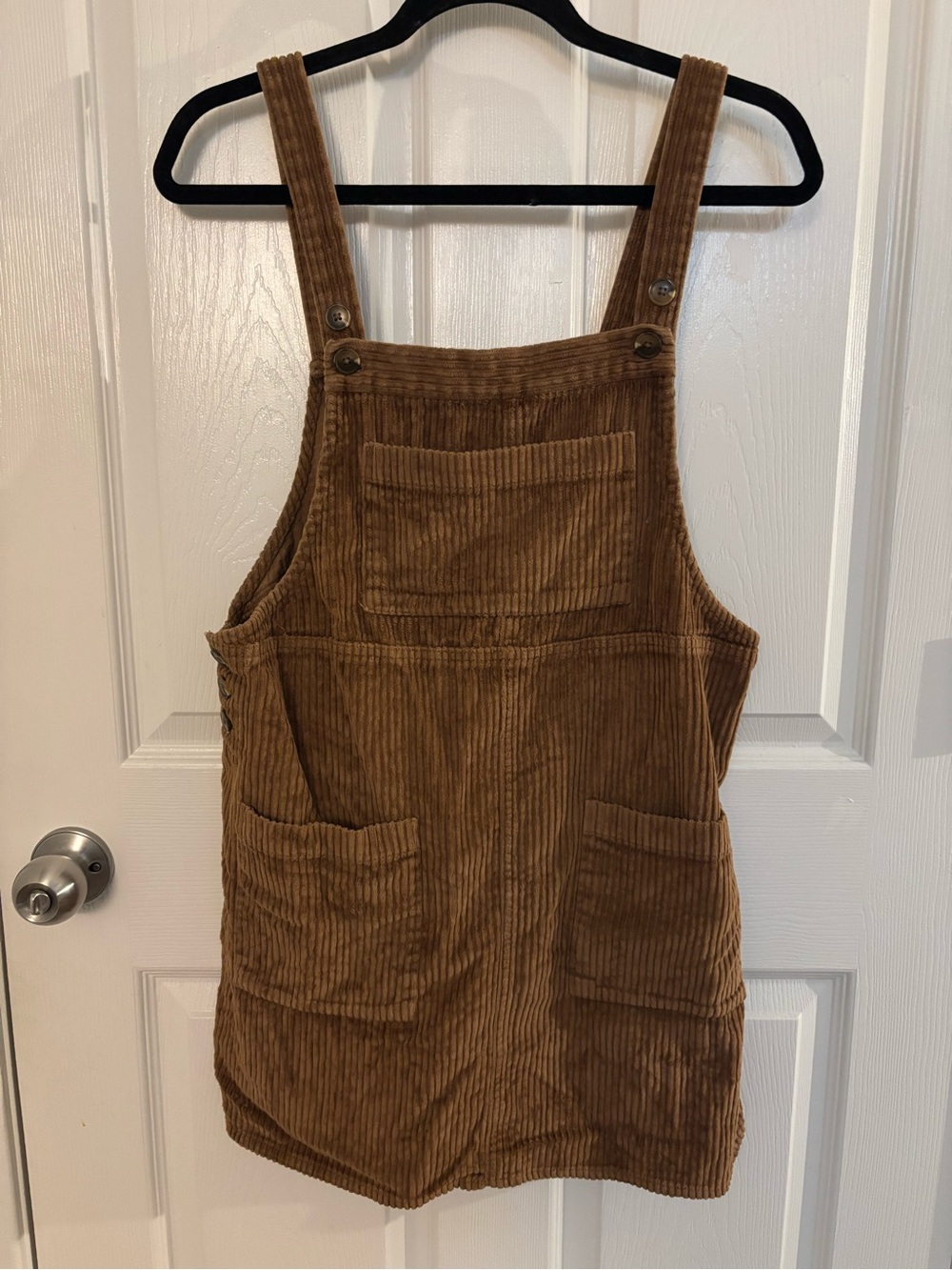 Corduroy Pocket Overall Dress in Brown